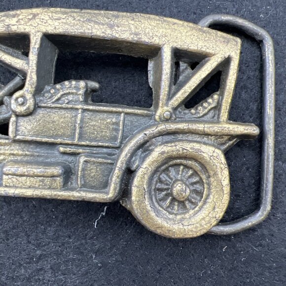 1970s Vintage Antique Car Belt Buckle Solid Brass Model T Baron Buckle Co - Picture 5 of 8